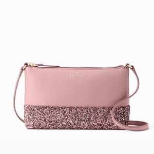 Kate Spade Ramey Greta Court Glitter Ramey Dusty Peony Crossbody Bag